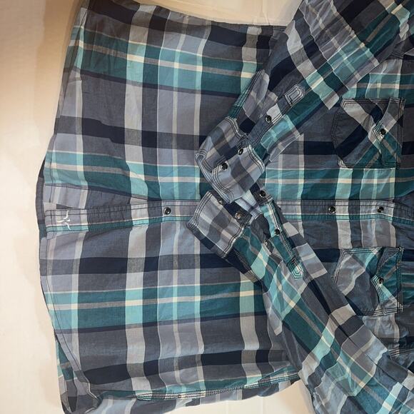 Wrangler 20X Pearl Snap Shirt Mens XL Blue Plaid - Picture 5 of 6
